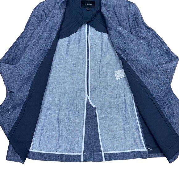 EUC Women's BANANA REPBULIC One-Button Linen Blazer Chambray | Size 14 - Picture 4 of 10